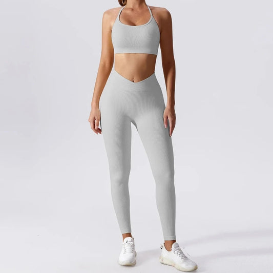 ensemble legging gris avec brassière fine